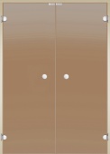 Двери двойные с деревянной коробкой 1300/1900 (стекло: бронза/серое/прозрачное)