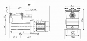 Насос с префильтром 26,6м3/ч PSH ND.2-28T Н=10 1,5кВт 400В (морская вода) (1ND20200T4V)