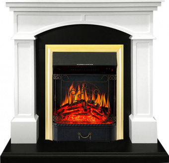 Royal Flame Каминокомплект Langford - Белый с черным с очагом Majestic FX Brass