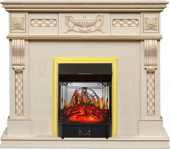 Royal Flame Каминокомплект Corsica - Слоновая кость с патиной (Ширина 1100) с очагом Majestic FX M Brass