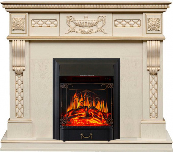 Royal Flame Каминокомплект Corsica - Слоновая кость с патиной (Ширина 1100) с очагом Majestic FX Black