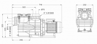 Насос с префильтром 52,2м3/ч PSH MAXI-40T Н=10 3,0кВт 400В (морская вода) (1MAX0400T4V)