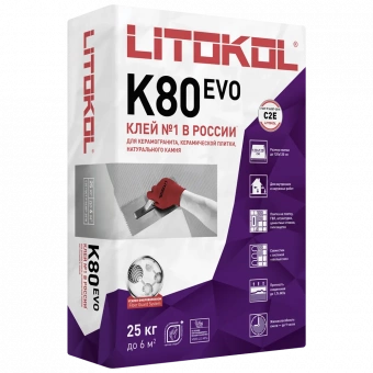 Клей для укладки плитки LITOFLEX K80 (25 кг.)