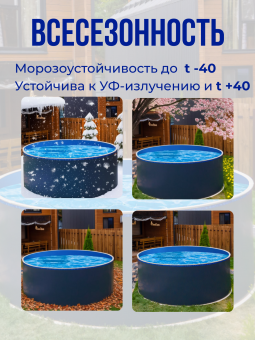 Чаша круглая для бассейна 450 х 140 см. 0.4/0.4 мм. Голубая фото