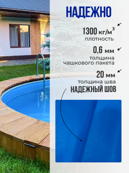 Чаша круглая для бассейна 450 х 165 см 0.6/0.6 мм Голубая фото