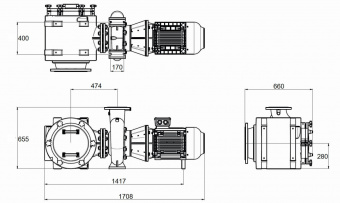 Насосы FDN - 135 HV чугунные и бронзовые С префильтром 528 м3/ч H=10 380 B 22 кВт